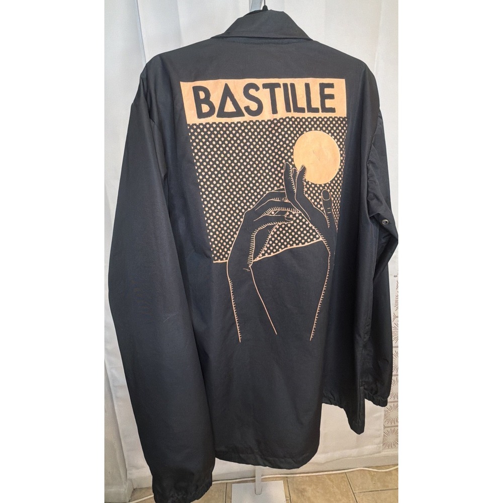 RARE Bastille Doom Days Tour Coach Jacket Black Orange Band Merch Unisex X-LARGE